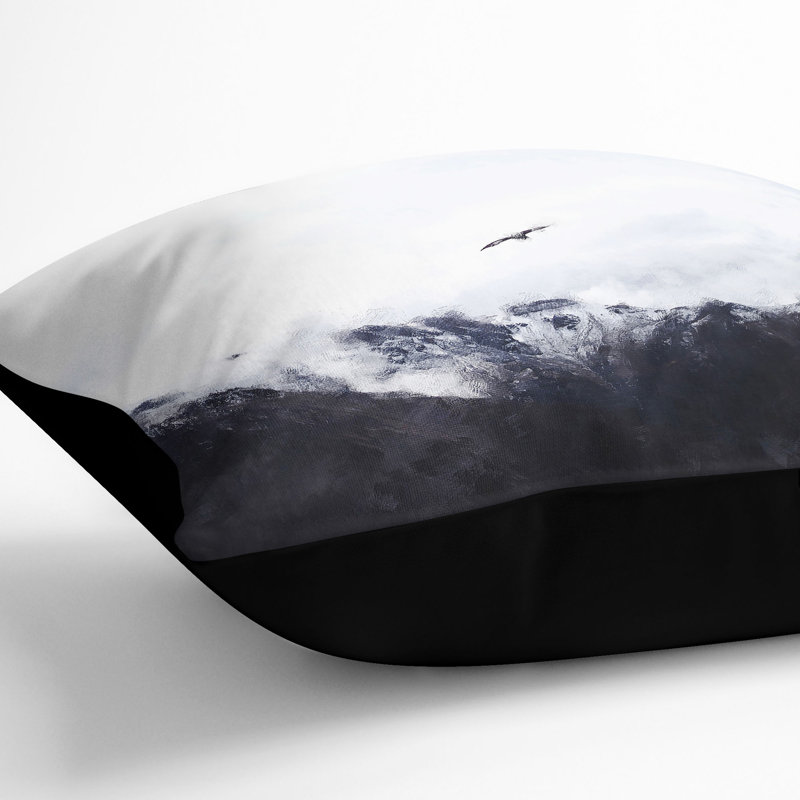 Eagle Flying over Colca Canyon Cushion with Filling, 40cm H x 40cm W x 15cm D, Black