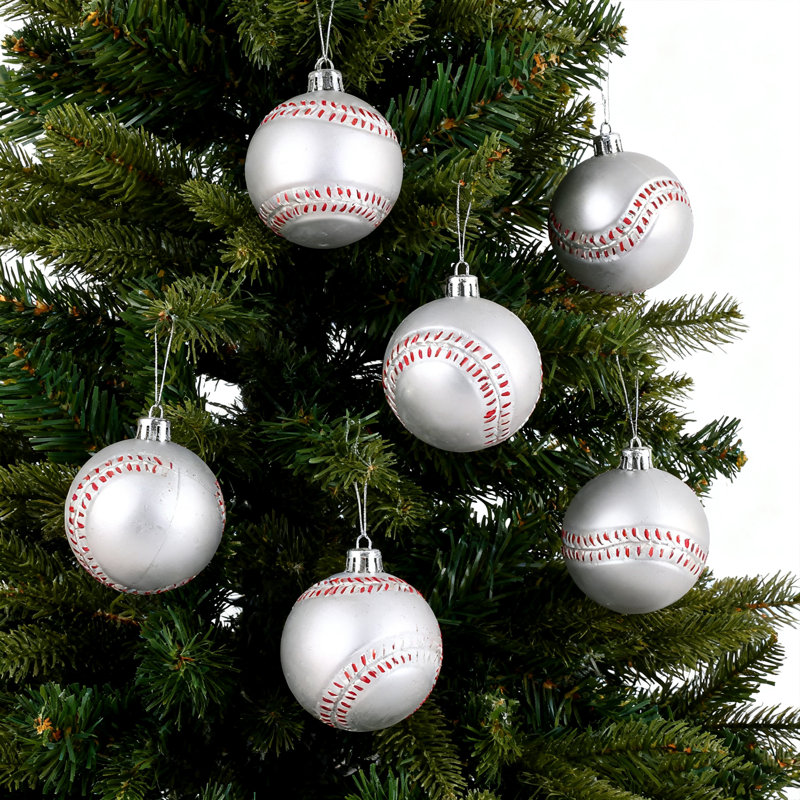 12 pièces boule de Noël thème de sport, pendentif arbre de Noël, baseball simulé, cadeau de Noël, 12