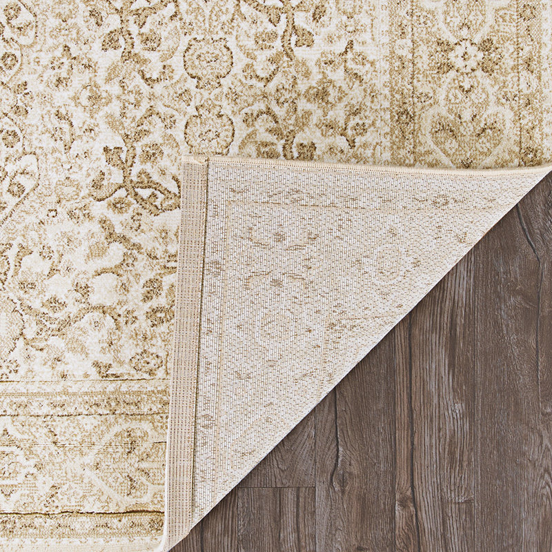 Duckett Abstract Champagne Pearl Performance Area Rug, Rectangle 6'6" x 9'6"