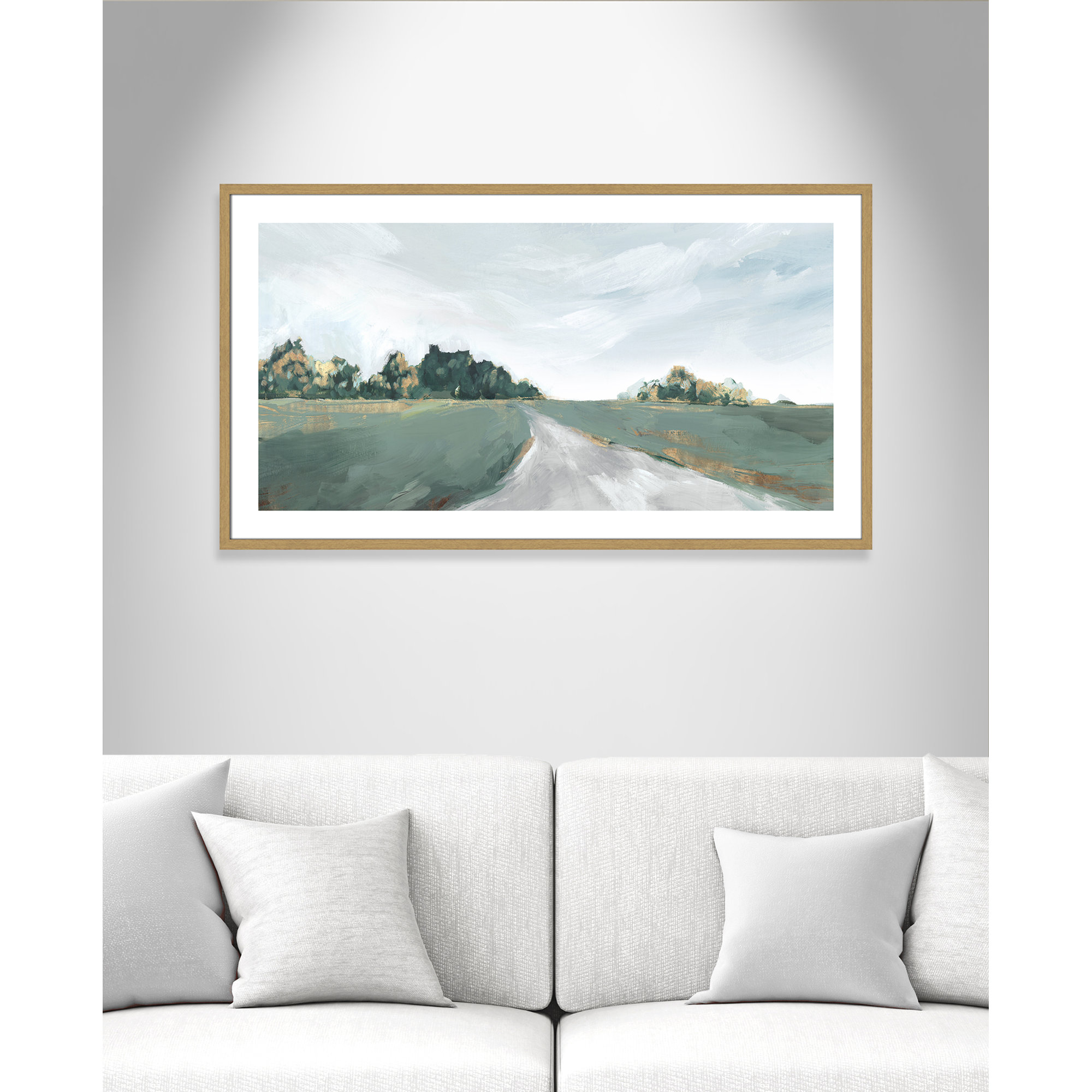 Field of Dreams by Isabelle Z - Painting Print, Picture Framed Paper, 25.5" H x 45.5" W, Gold