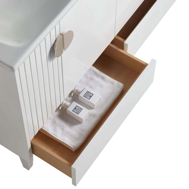 Ensemble de meuble-lavabo simple 48 po Saimah, Blanc mat, Nickel satiné