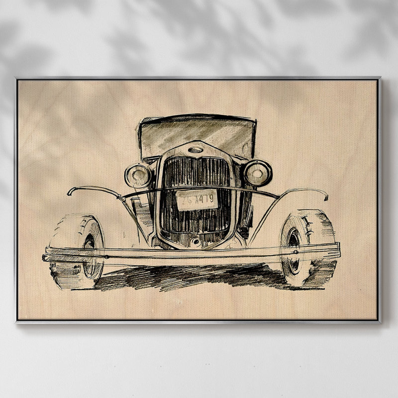 Model A Lines II, reproduction d'art sur toile, H 27 po x l 41 po x P 2 po, Argent