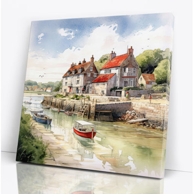 Harbour Coastal Scenic Square Canvas Print - Wrapped Canvas Print