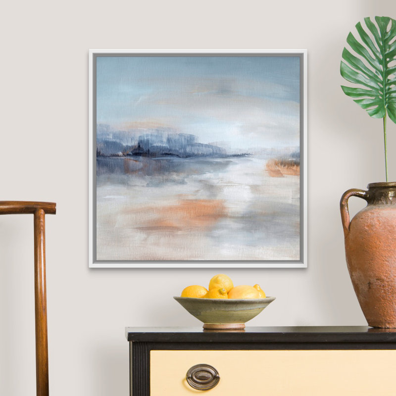 Aqua Terra - Print on Canvas, White Framed, 25.7" H x 25.7" W x 1.75" D