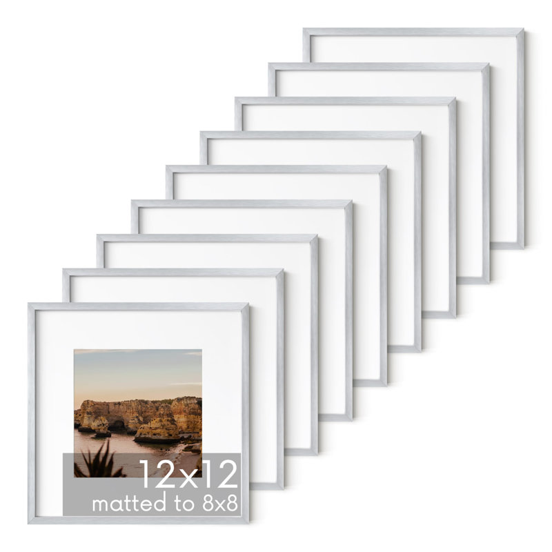 Cadre photo en bois, L 12 po x H 12 po, Argent argent, Métal métal