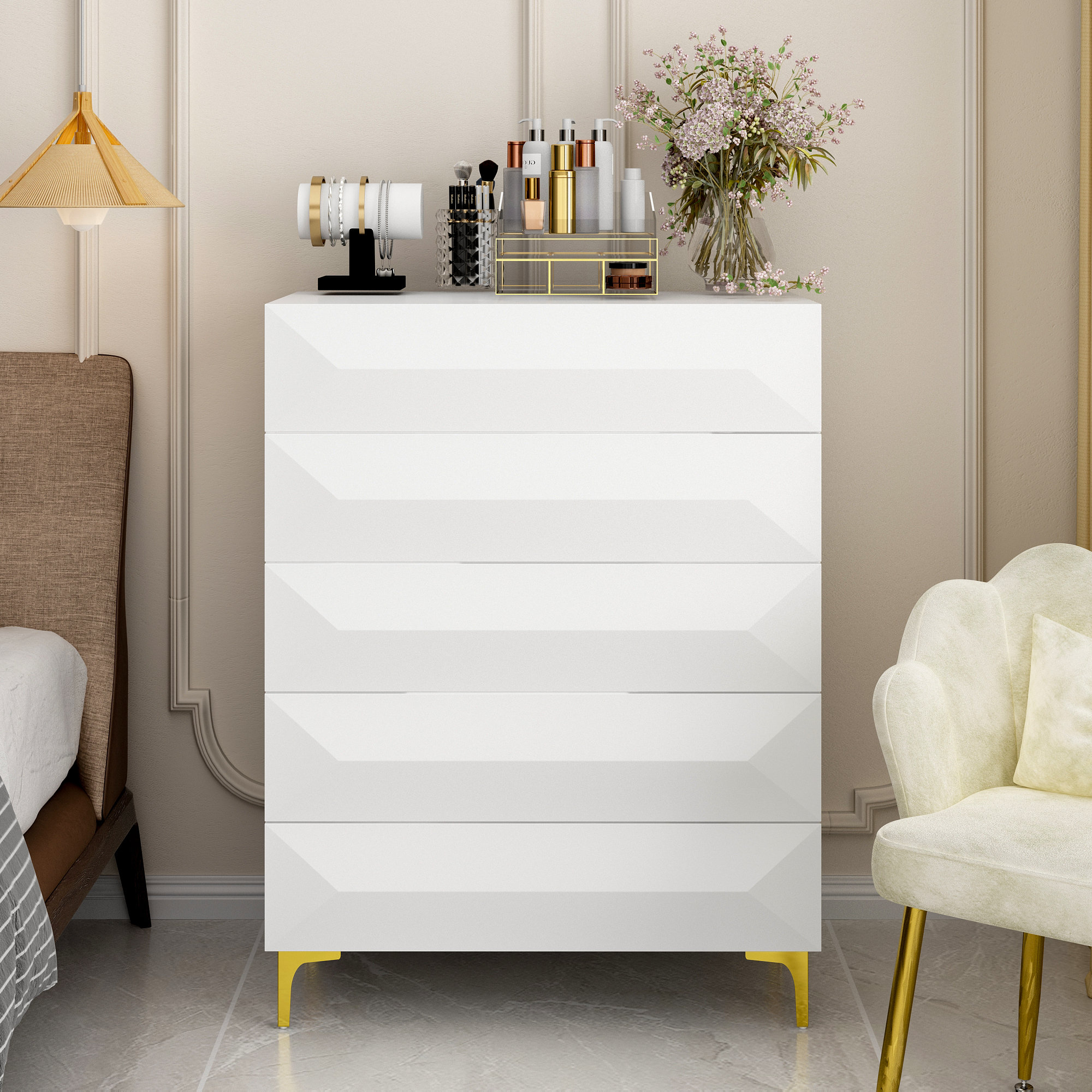 Morinome 5 - Drawer Dresser | Wayfair