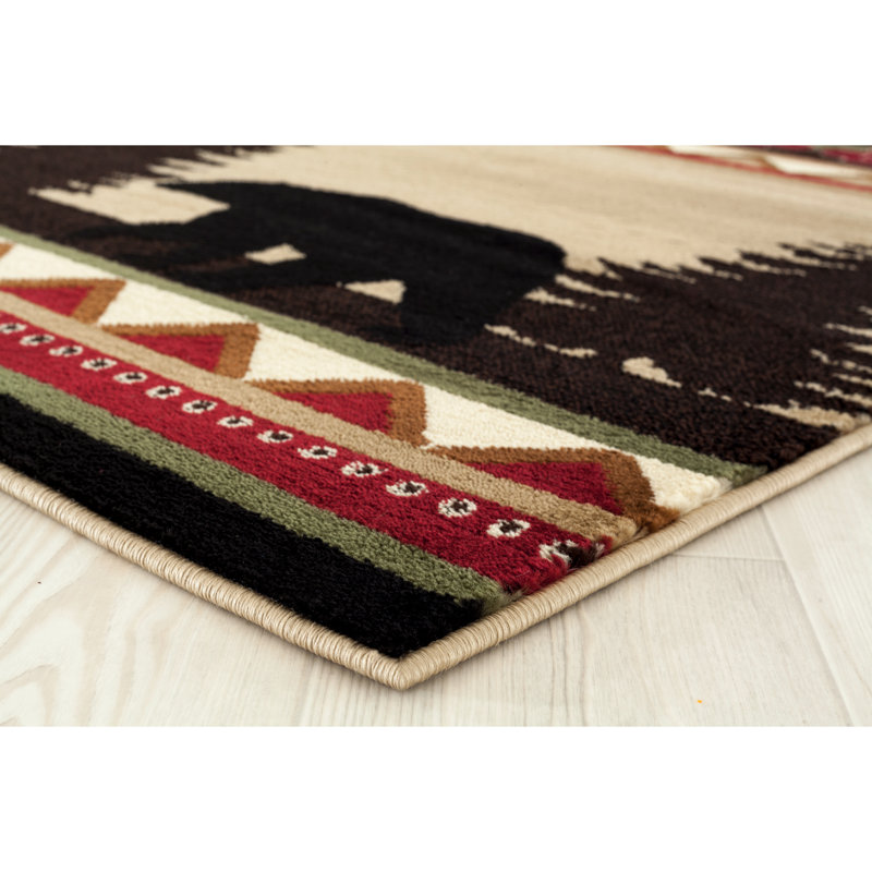 Tapis beige / noir / rouge Pippen, Rectangle 1 pi 10 po x 3 pi
