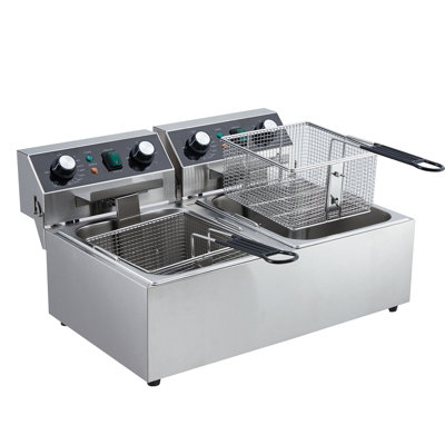 Commercial Deep Fryer with Basket - 3600W Power, 21.13QT/20L Capacity, Detachable Stainless Steel Design, Electric Countertop Fryer, Temperature Control & Timer for Restaurant or Home Use