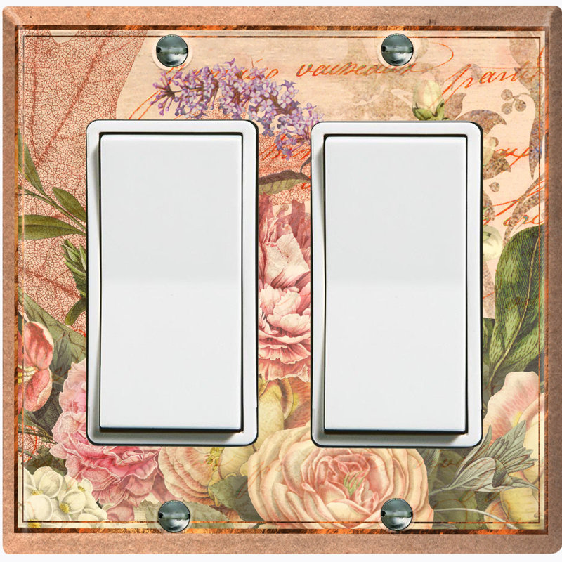 Patterned 2 - Gang Toggle Light Switch Standard Wall Plate