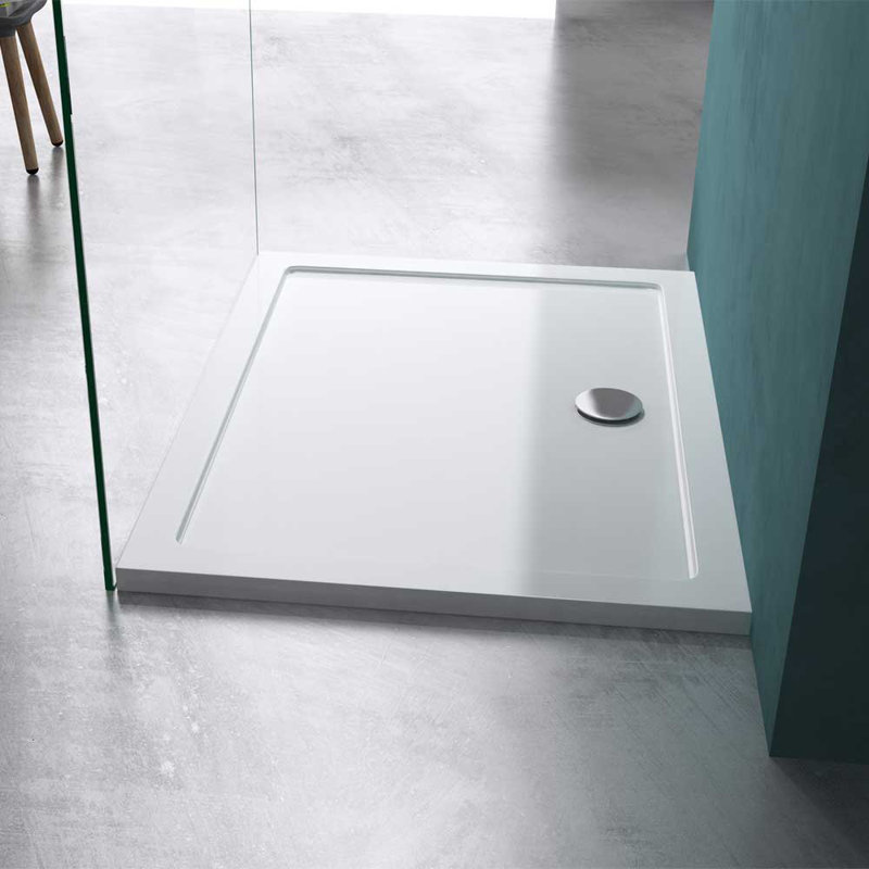  Shower Tray - Light Sturdy Acrylic - Glossy White Finish-Rectangular - 800 x 700mm, 40cm H x 900cm W x 1400cm D, Left