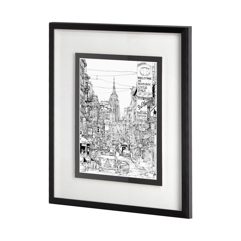«B&W City Scene» par Melissa Wang a, reproduction d'art encadrée à la main avec passe-partout texturé, B&W City Scene II