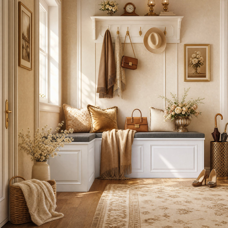 Banc de rangement en L avec sièges rembourrés, banc de coin repas avec rangement caché pour la cuisine, le vestibule et la chambre à coucher