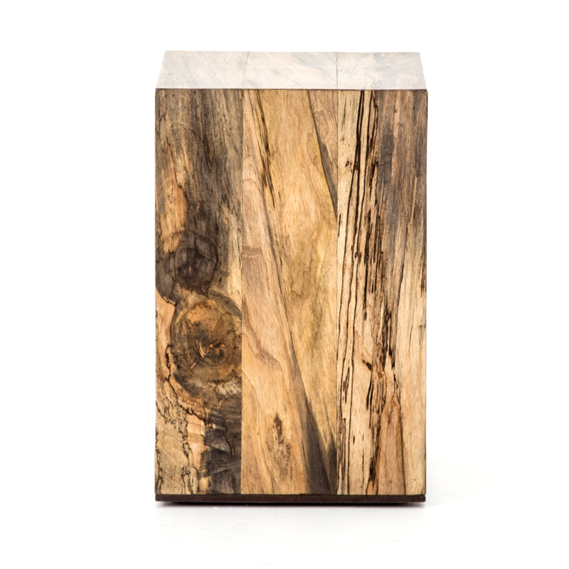 Hudson Solid Wood End Table, Gold Brush