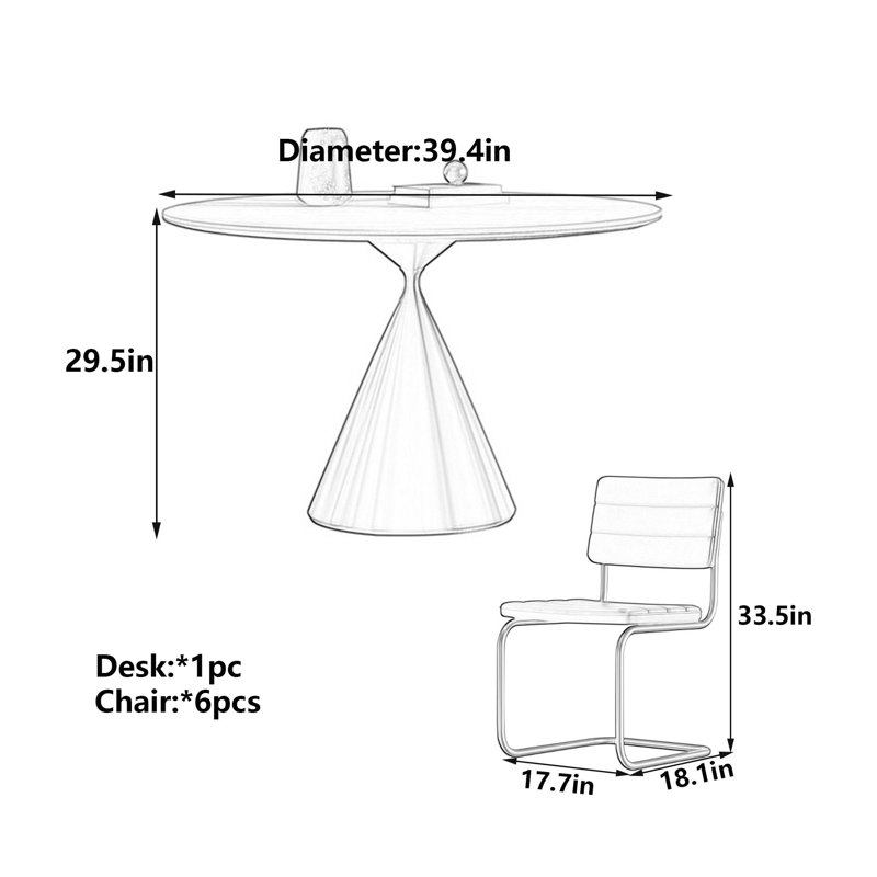 Table ronde en acier fritté, H 29,5 po x l 39,4 po x P 39,4 po