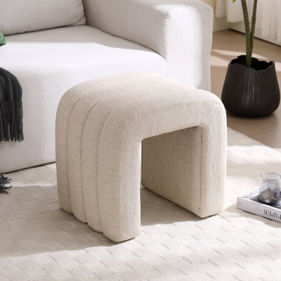 49cm Wide Upholstered Ottoman Footstool with Tufted Detail, Leg Levellers and Storage for Bedroom Living Room