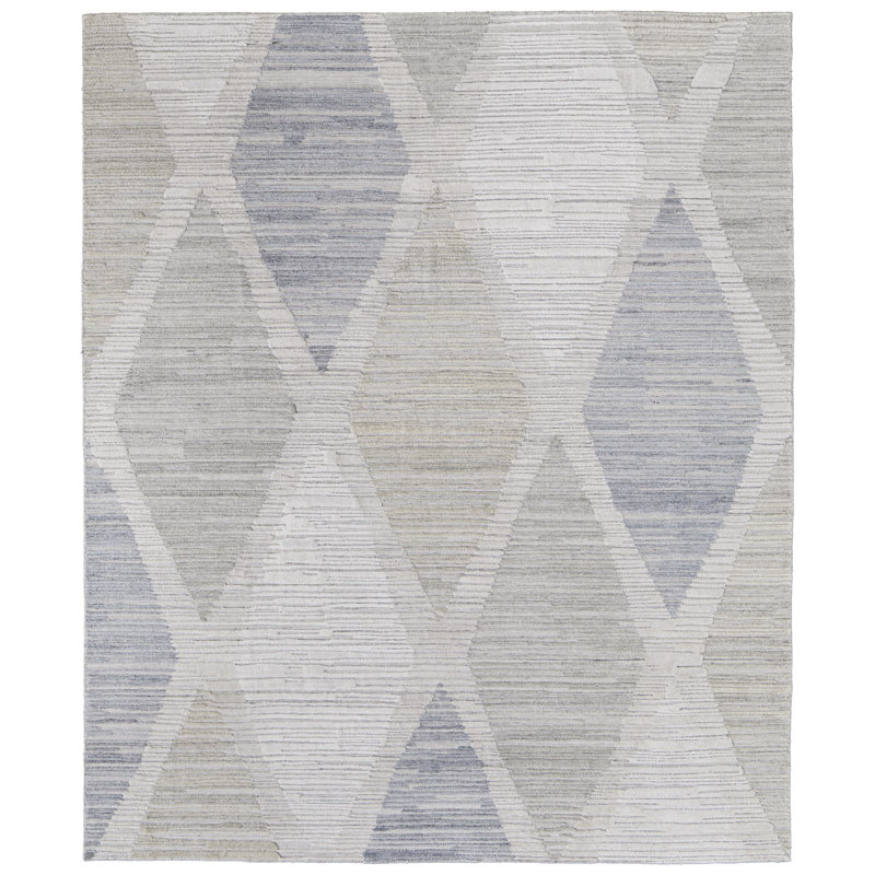 Elias Modern Diamond Ivory Area Rug, Rectangle 3'6" x 5'6"