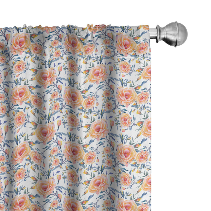 Rose Floral Semi-Sheer Rod Pocket Sliding Panel, 28" x 84"