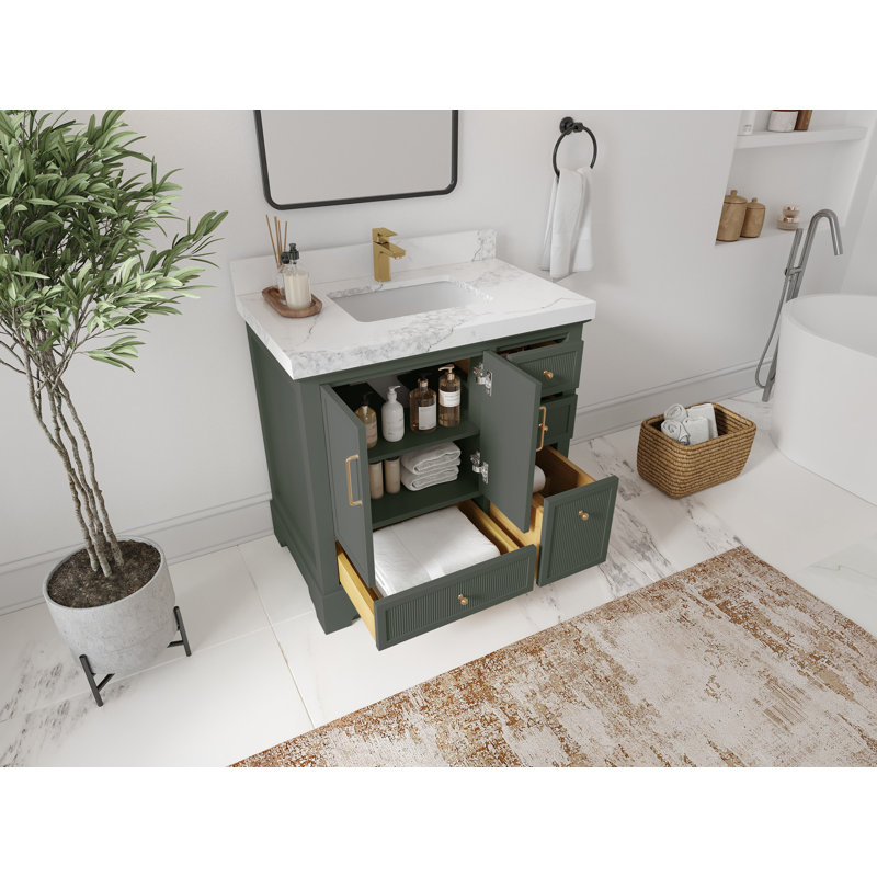 Meuble-lavabo simple 36 po avec plateau en marbre Alys