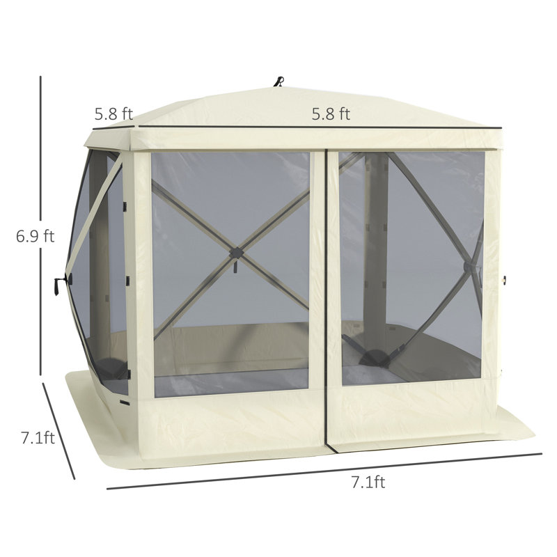 Outsunny Pop Up Camping Canopy Gazebo Screen Shelter Tent With Single Person Easy Set-Up, Ventilating Mesh, Portable Carry Bag For Outdoor Camping Party Event, 7X7ft