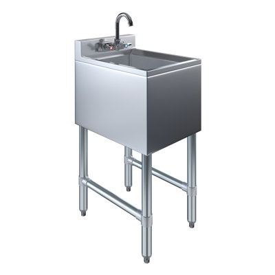 Stainless Steel One Compartment Under Bar Sink with Faucet. NSF.