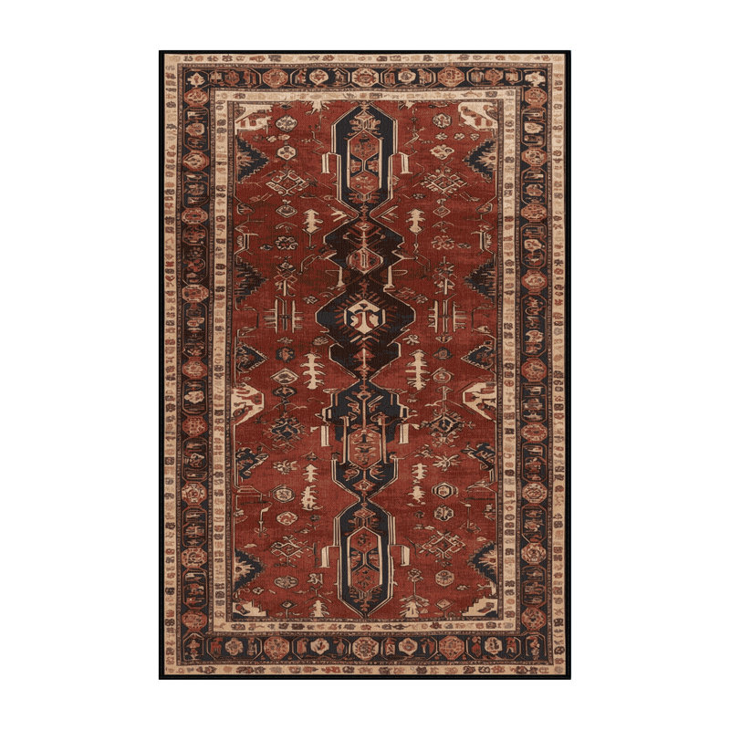 Tapis persan noir lavable à la machine, Rectangulaire 8 pi x 12 pi