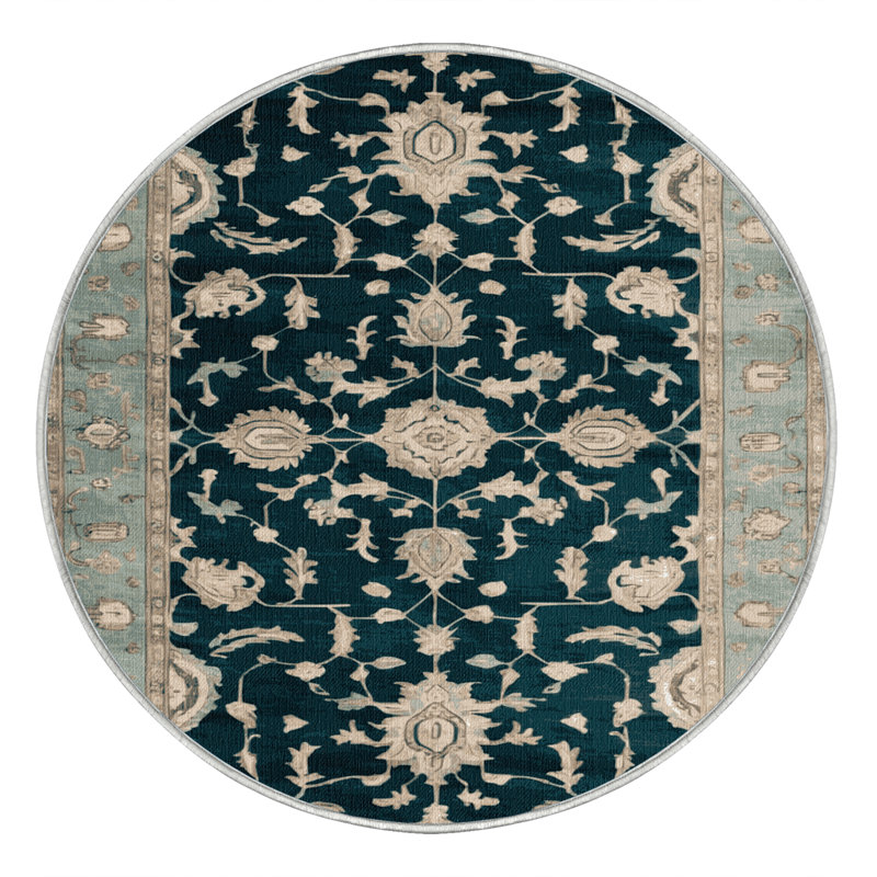 Tapis beige surteint lavable à la machine, Rond 6 pi