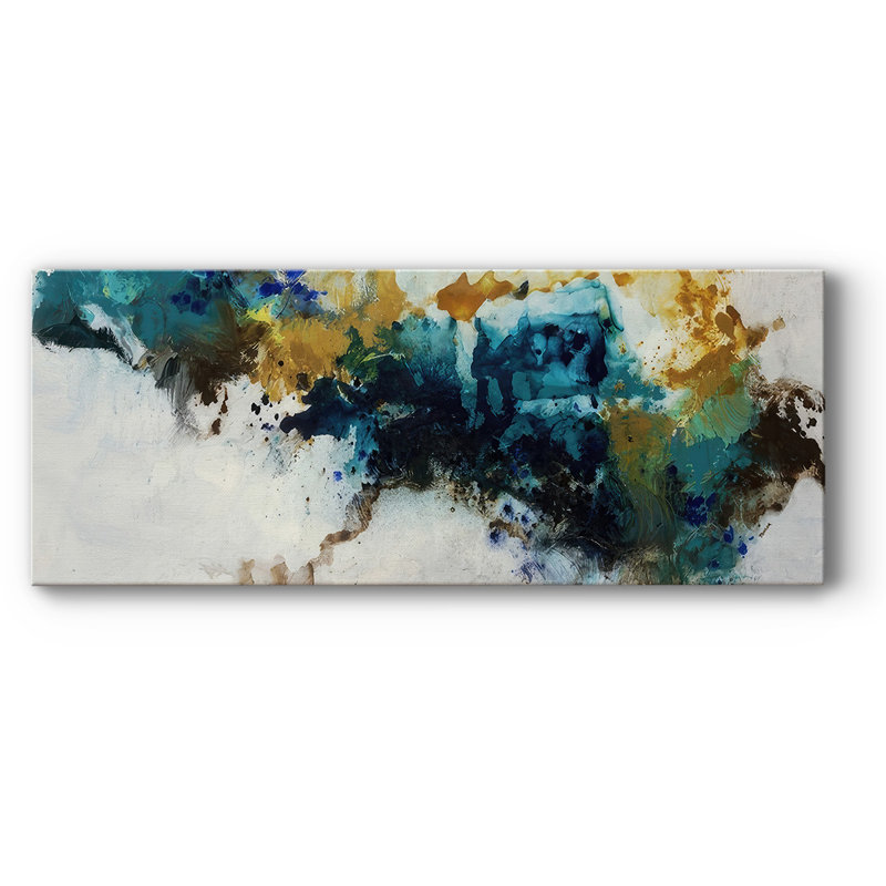 Sarcelle sur fond imprimé sur toile, H 20 po x l 50 po x P 1,5 po