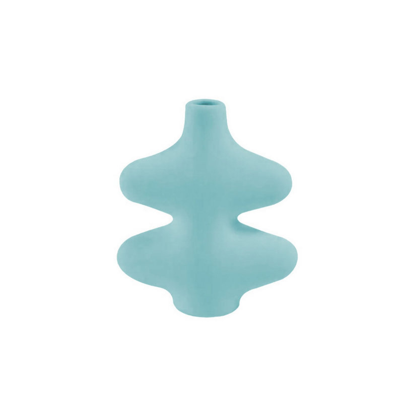 Corderra Ceramic Table Vase, Light Blue, 21cm H x 19cm W x 5cm D
