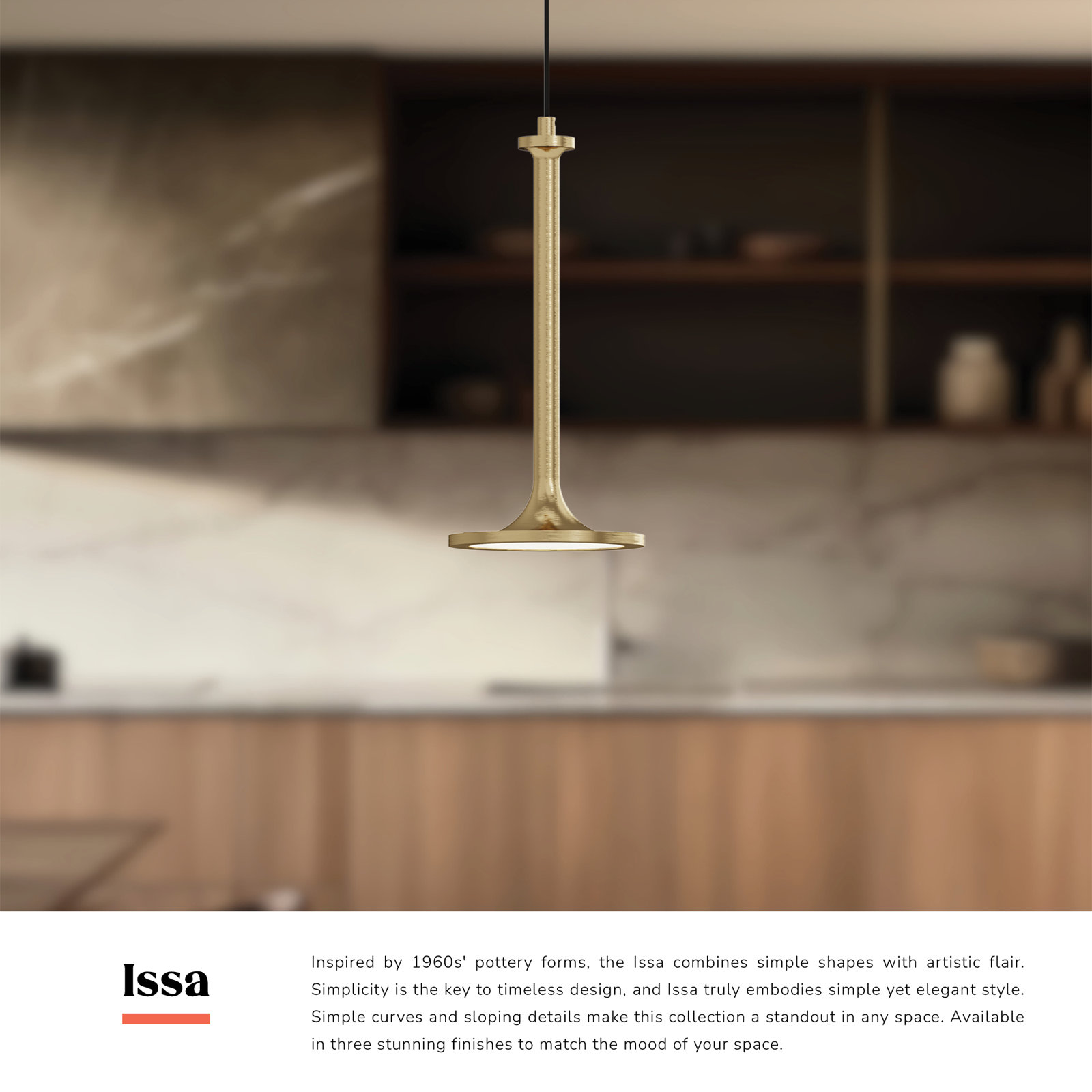 Daveney Single Light Dimmable LED Pendant, Brushed Gold, 12.38" H x 5.63" W x 5.63" D