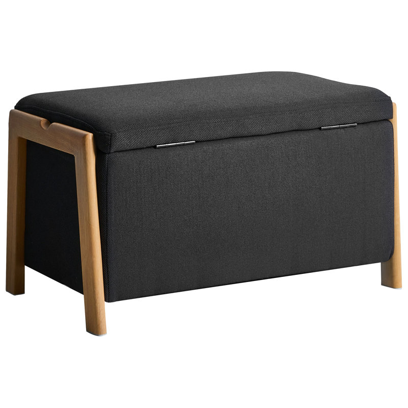 EDLAND Upholstered Storage Bench, Black