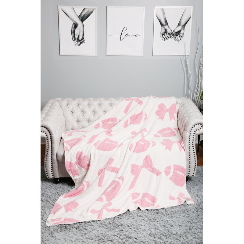 Football Ribbon Luxury Soft Throw Blanket - PINK