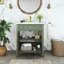 Meuble-lavabo moderne 27,8 po, vert, armoire de rangement Mid-Century, poignées en métal