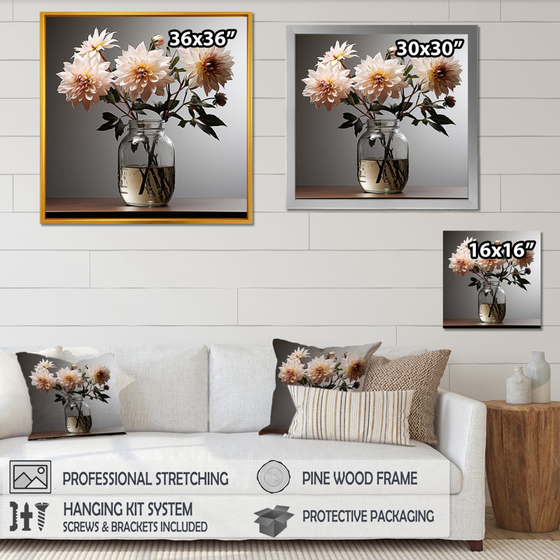 «Mums Minimalisme Dream Photo I» sur toile, Cadre doré simple, H 30 po x l 30 po x P 1 po