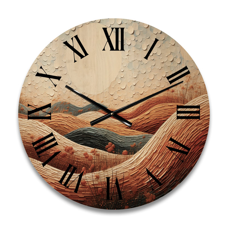 Beach Dune Dance Pointillism II - Modern Oversized Wood Wall Clock, Small