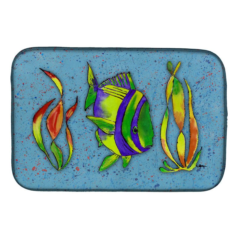 Tapis de mer tropical sur un tapis de séchage, Bleu