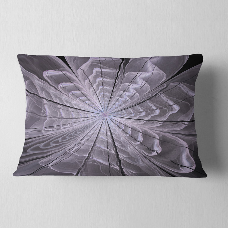 Coussin lombaire à fleur digitale symétrique numérique floral, Violet