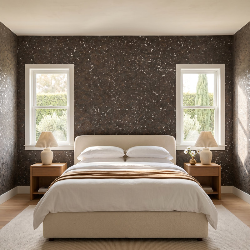 Authentic Cork Wallpaper, Espresso Brown/Silver