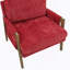 Fauteuil Mid-Century moderne en velours, rouge-1822312442