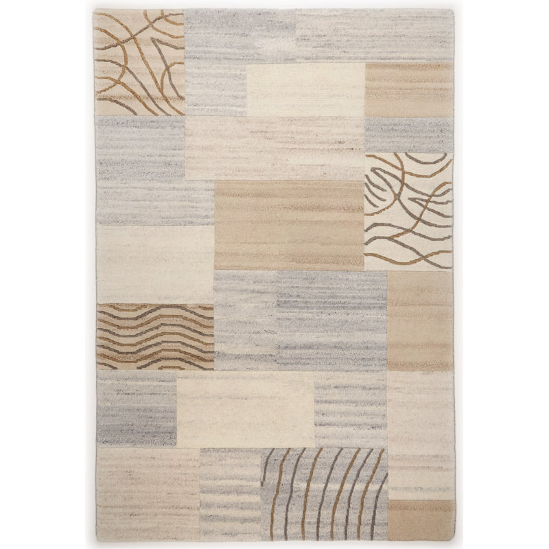 Pires Geometric Wool Hand Woven Area Rug, Rectangle 90 x 160cm