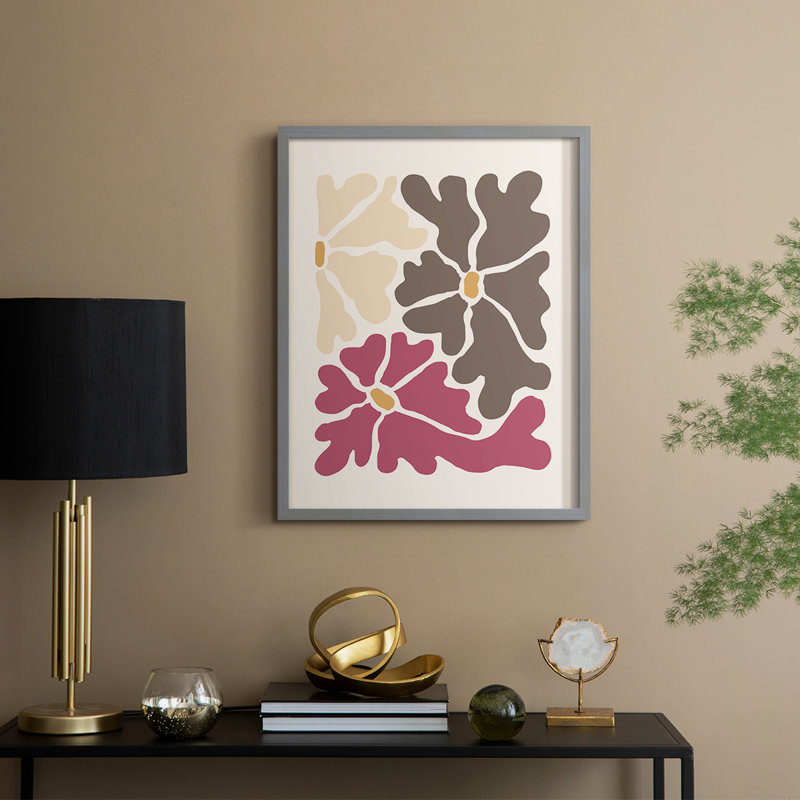 Matisse CCLX, reproduction d'art encadrée - bois massif, H 15 po x l 12 po, Crème / gris / rose, Gris
