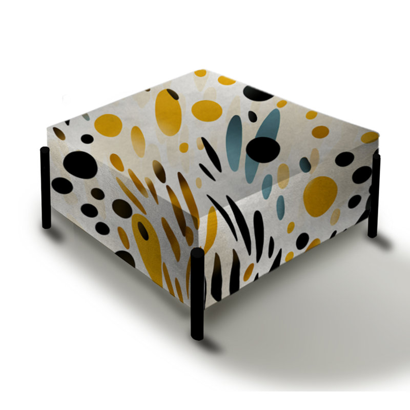 Beige et noir imprimé guépard Simplicity II - Grand repose-pieds carré géométrique