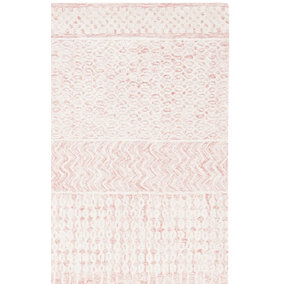Tapis rose pâle en laine et viscose touffeté à la main Caudill