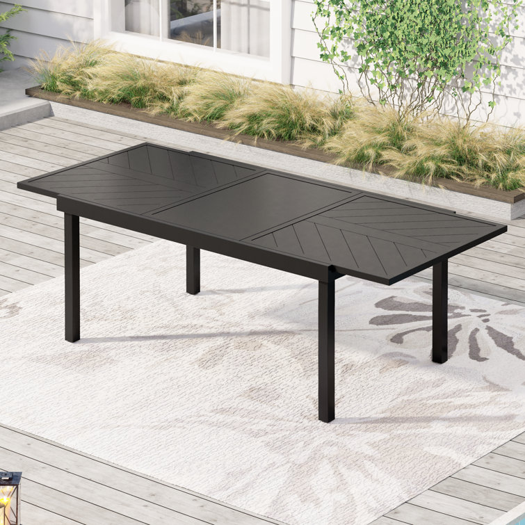 Birmadevi Extendable Rectangular Steel Outdoor Dining Table