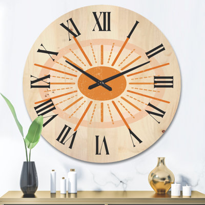 Horloge murale en bois Minimal Radiant Sun II