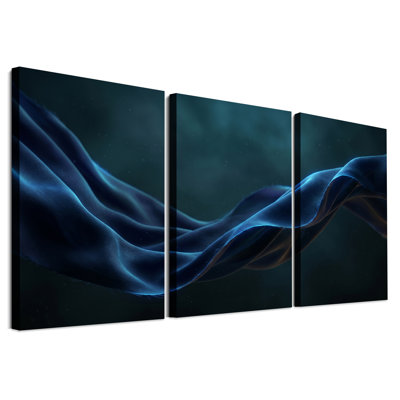 Ensemble de 3 toiles murales en tissu bleu profond