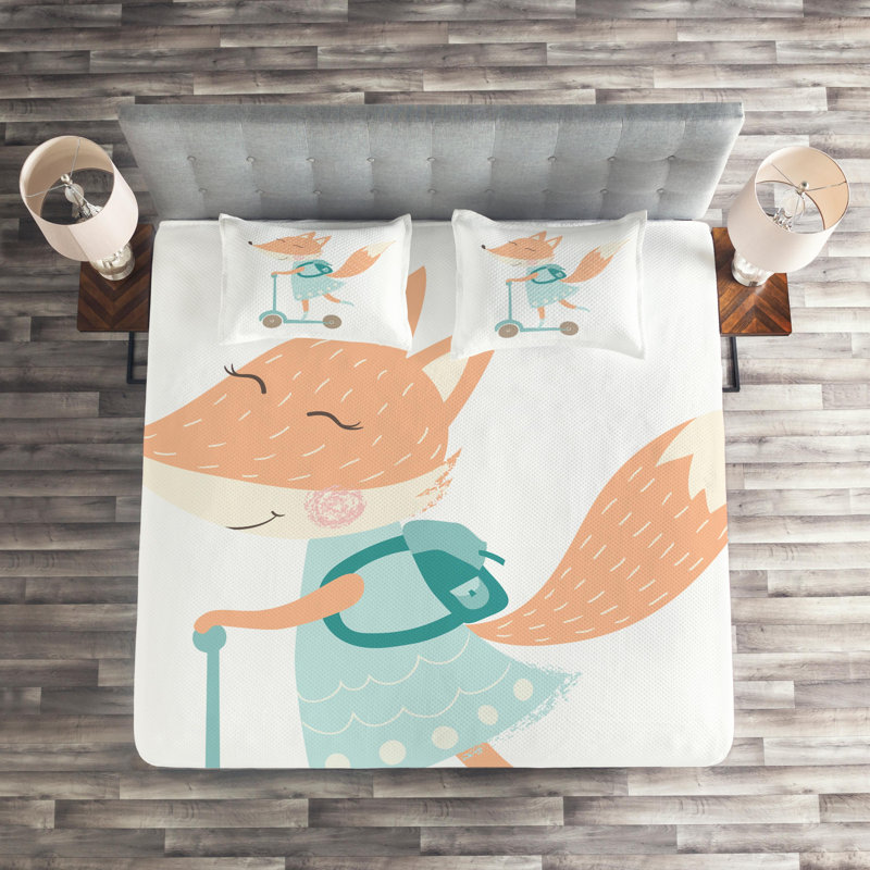 Fox Coverlet, King Bedspread + 2 Shams