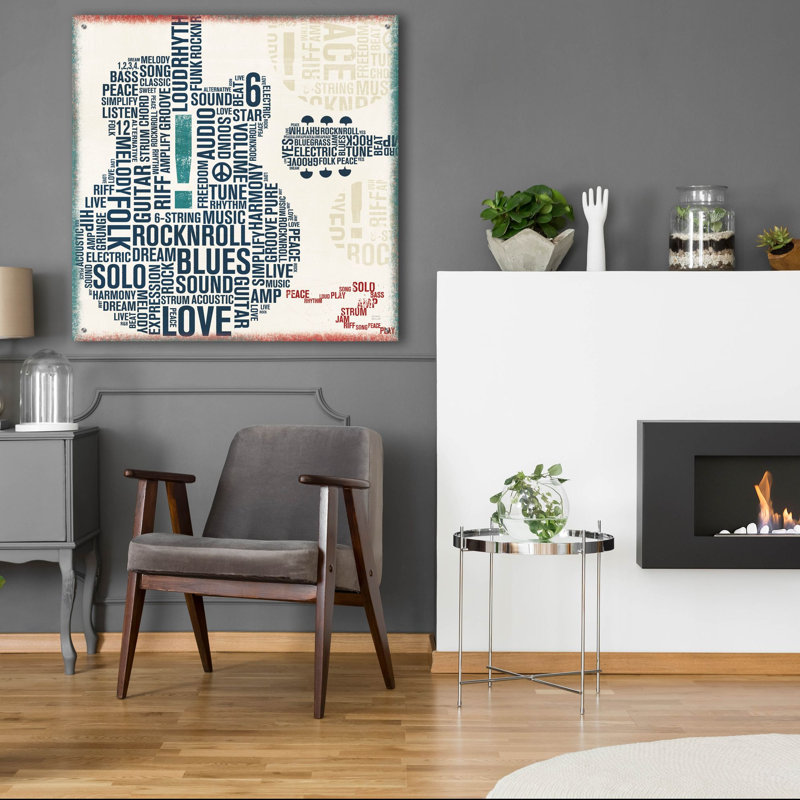 «Type Guitare Square 2» par Michael Mullan, art mural en verre acrylique, H 36 po x l 36 po x P 0,2 po