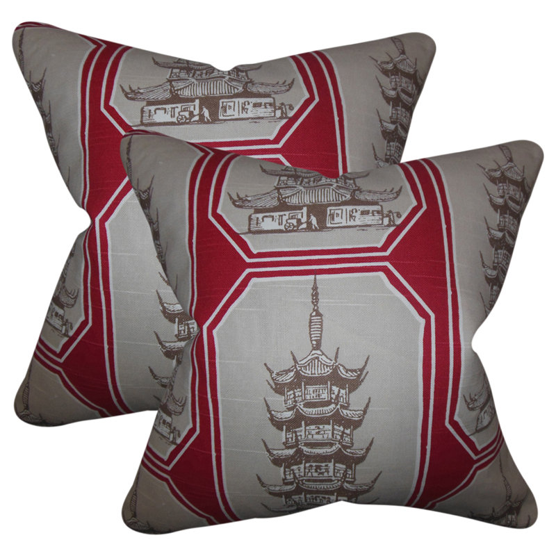 Coussin décoratif en coton, rouge