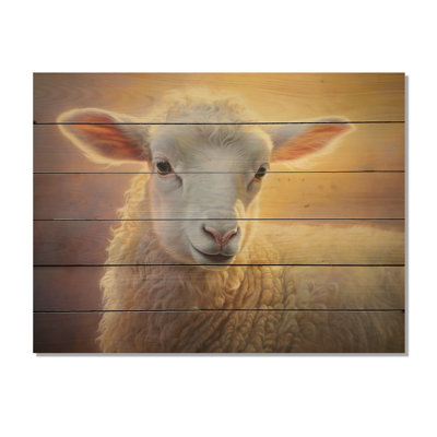 Jannean Sheep Pastel Portrait on Wood Print