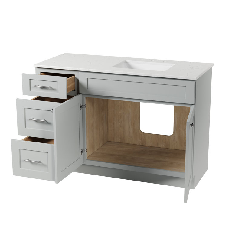 Meuble-lavabo simple 52 po avec plateau en quartz Disar, Gris, Oui